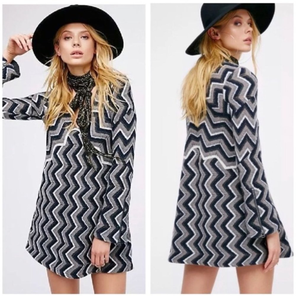 NWT Free People Rhiannon Chevron Sweater Dress